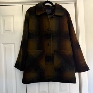 Pendleton Women's Pea Coat - Brown and Black Plaid